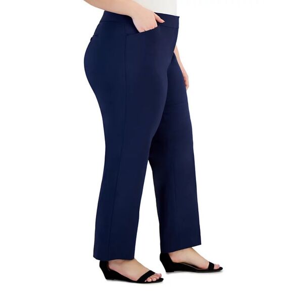JM Collection Dress Pants Women’s 18W Navy Blue Curvy-Fit Straight-Leg Stretch - Picture 8 of 9